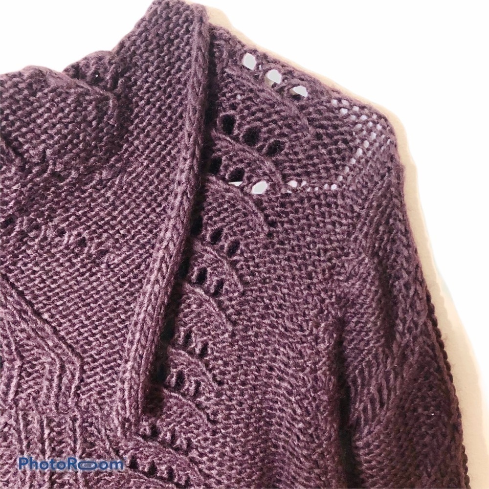 Dkny Wool Blend Split Neck Sweater Medium Purple … - image 2